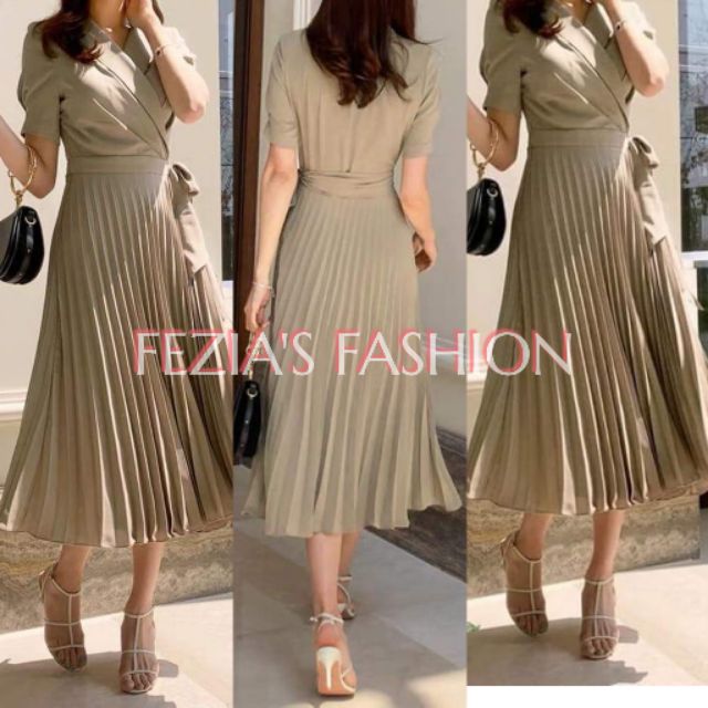 Fashionable Elegant Alyanna Retro Vintage Pleated with Collar Formal Casual  Outfit Church Office | Shopee Philippines