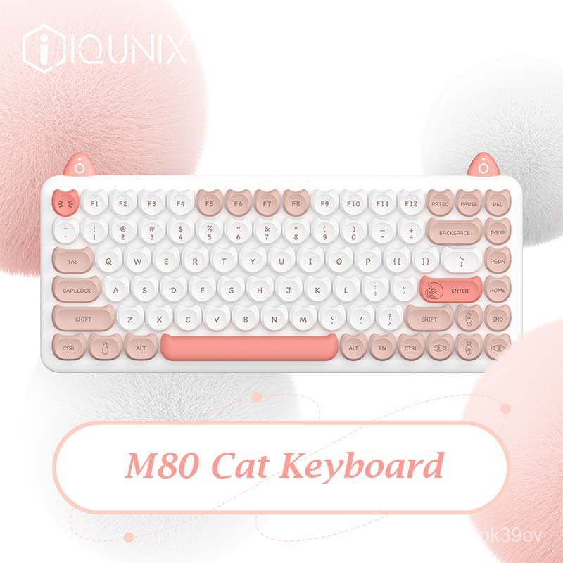 86OR IQUNIX M80 Purry Cat Wireless Mechanical Keyboard with Kailh Blue