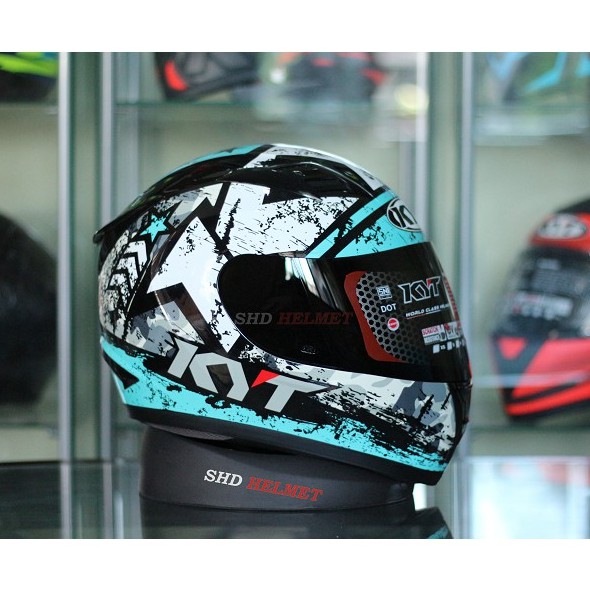 Full Face Helmet KYT R10 Series 3 Series Black Aqua KYT R10 Tosca Blue