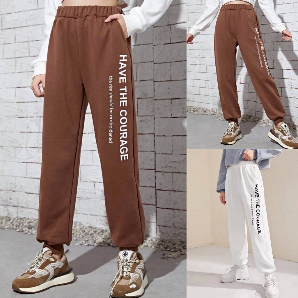 Korean Fashion Terry Jogger Pants Graphic Sweatpants with one pocket ...