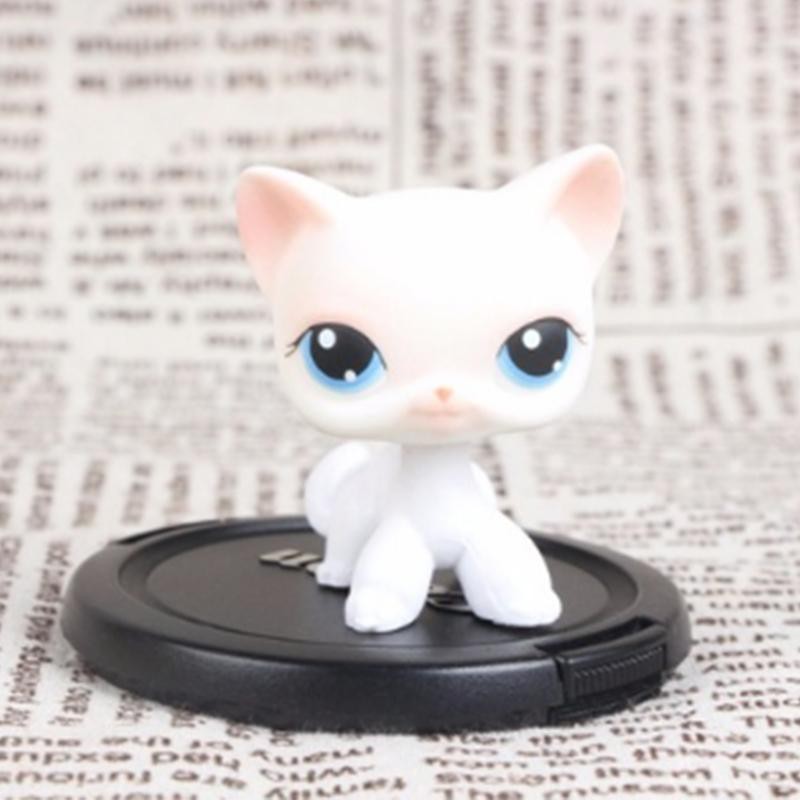 Littlest Pet Shop Toy LPS Short Hair Cat  White Kitty Blue Eyes Rare Gift kid 