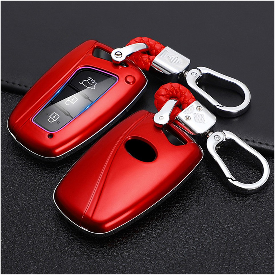 Compatible with fit for 2015-2016 Hyundai Genesis 2013-2015 Santa Fe 2014-2015 Equus 2015 Azera SY5DMFNA04 95440-4Z200 4 Buttons Leather Smart Keyless Entry Remote Control Key Fob Cover Case Protector 