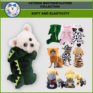【Dinosaur cos Pet clothes】Funky Hat and clothes Warm clothing for dogs and cats Four-legged clothes