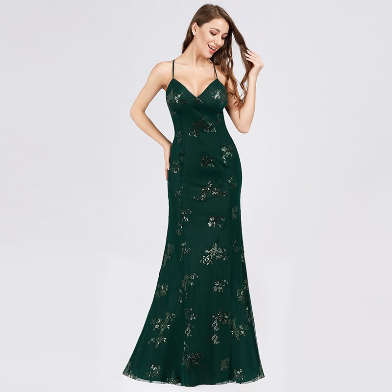 v neck mermaid gown