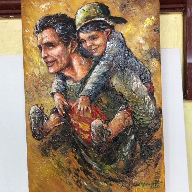 Father and Son Painting Mixed Media on Wood | Shopee Philippines