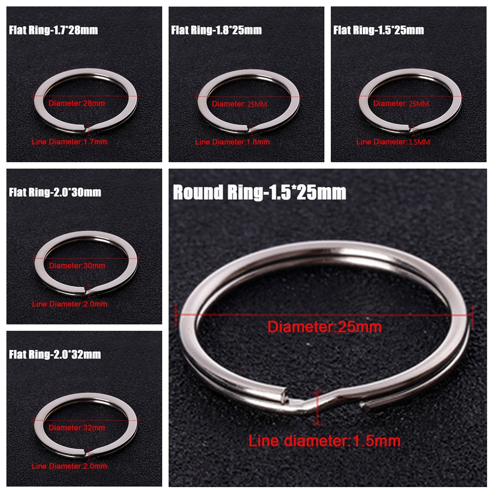 Pocket 25/28/30/32mm Keychain Split Key Ring Stainless Steel Chain Loop 