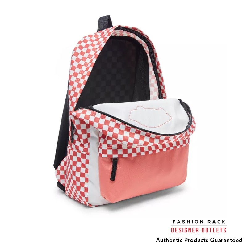 coral checkered vans