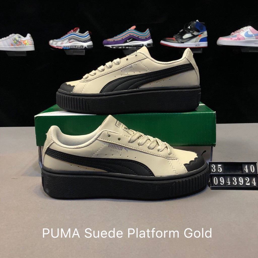 puma basket suede platform gold