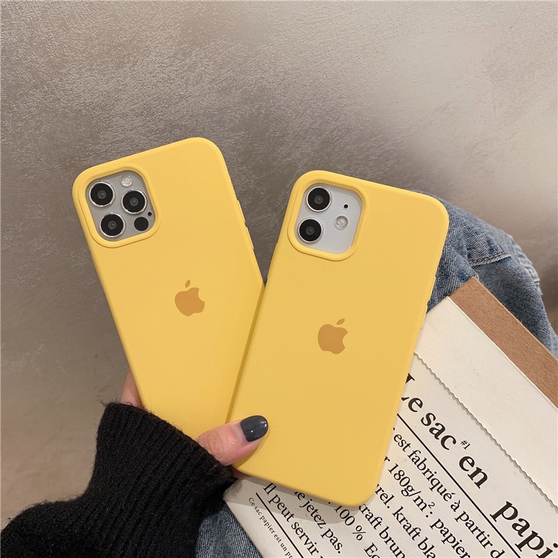 Yellow Full Coverage Iphone 12 12 Pro Max 12mini 11 Pro Max 7 8 Plus X Xs Max Xr 8 Liquid Silicone Phone Case Shopee Philippines