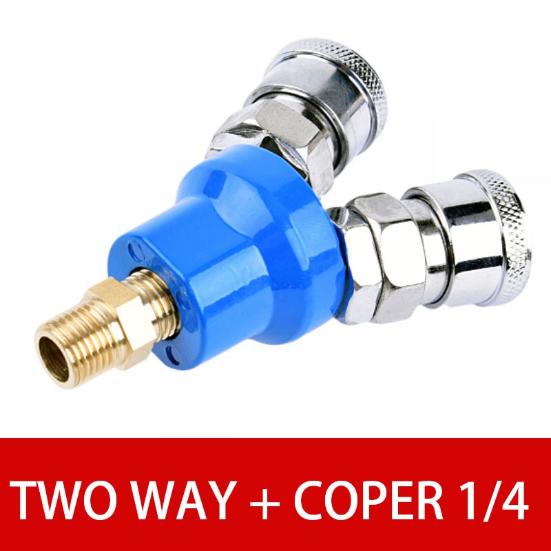 Y Pass 2 Way 1/4" NPT Fitting Connect Coupler Air Hose Splitter Connect/Release 