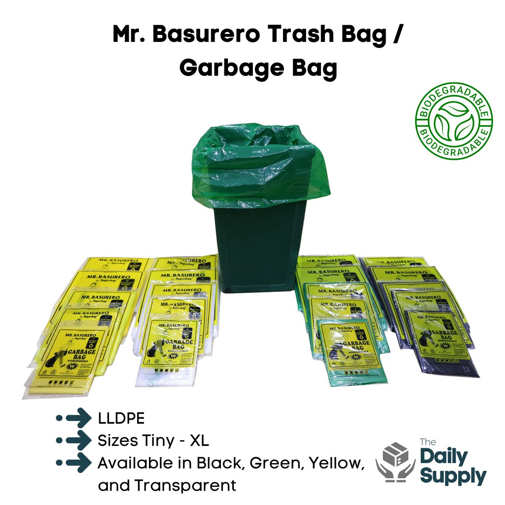 Green Trash Bag Garbage Bag Oxo Degradable 10 Pcs Mr. Basurero Shopee