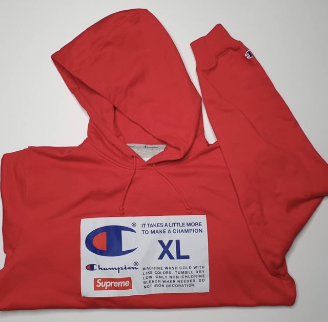 red champion supreme hoodie