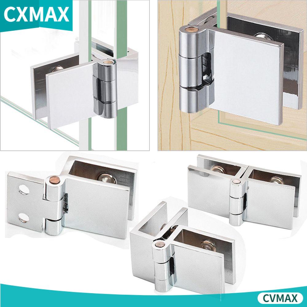 CVMAX Bathroom Door Hinge Zinc Bilateral Clip Glass Clamp Durable Punchfree 90 180 Degree