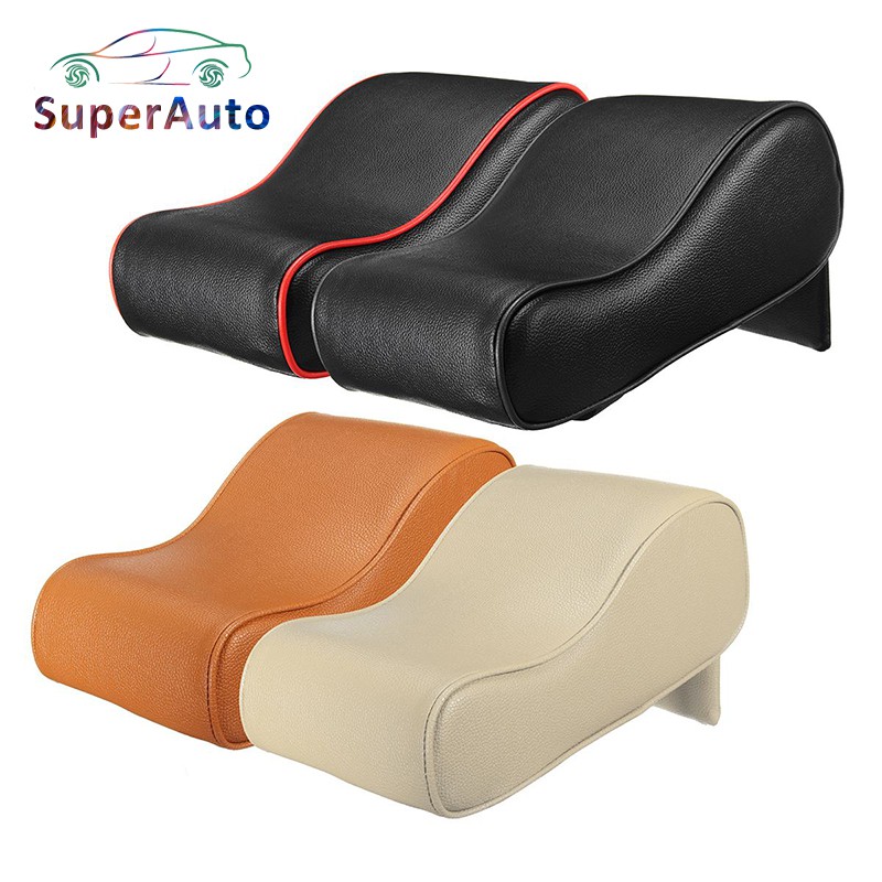 SuperAuto Leather Car Central Armrest Pad Black Auto Center Console Arm