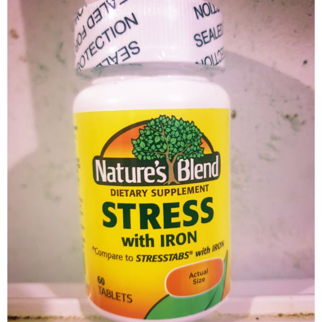 Natures Blend Stress with Iron multivitamin tablet with vitamin C ...