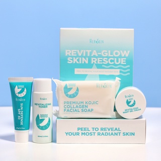 Her Skin Revitaglow Rejuvenating Set Kojic Collagen Soap, Night Cream, Toner, Sun Defense SPF 30