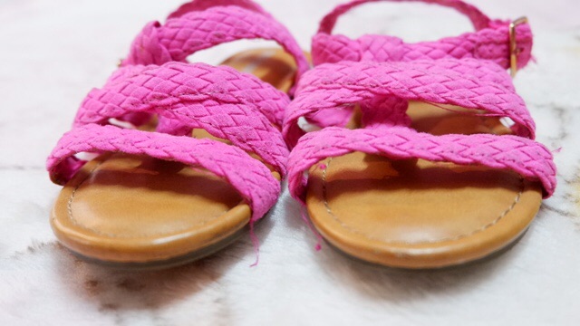 navy and pink sandals