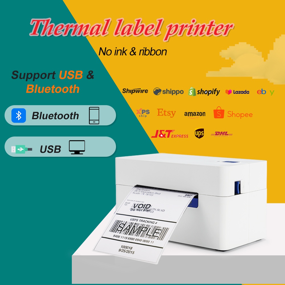 QR-368 Thermal Label Printer For A8 Size Shopee Waybill 3 Inch Business ...