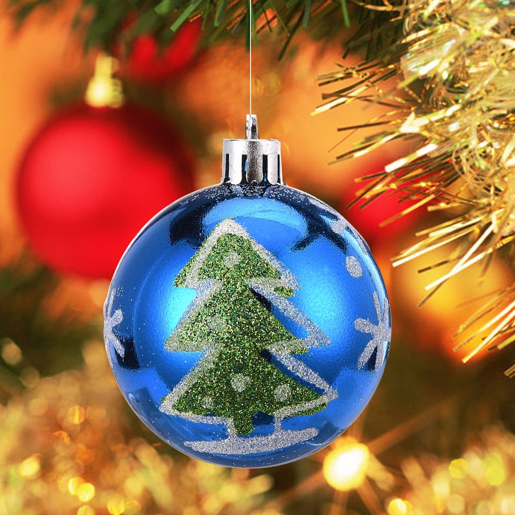 6PCS Christmas Balls Ornaments Baubles Xmas Tree Decor Drop Shot Painted Bright Wedding Party Home Hanging