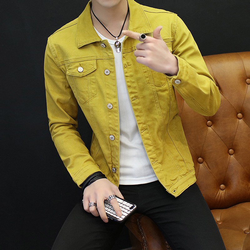 yellow denim shirt