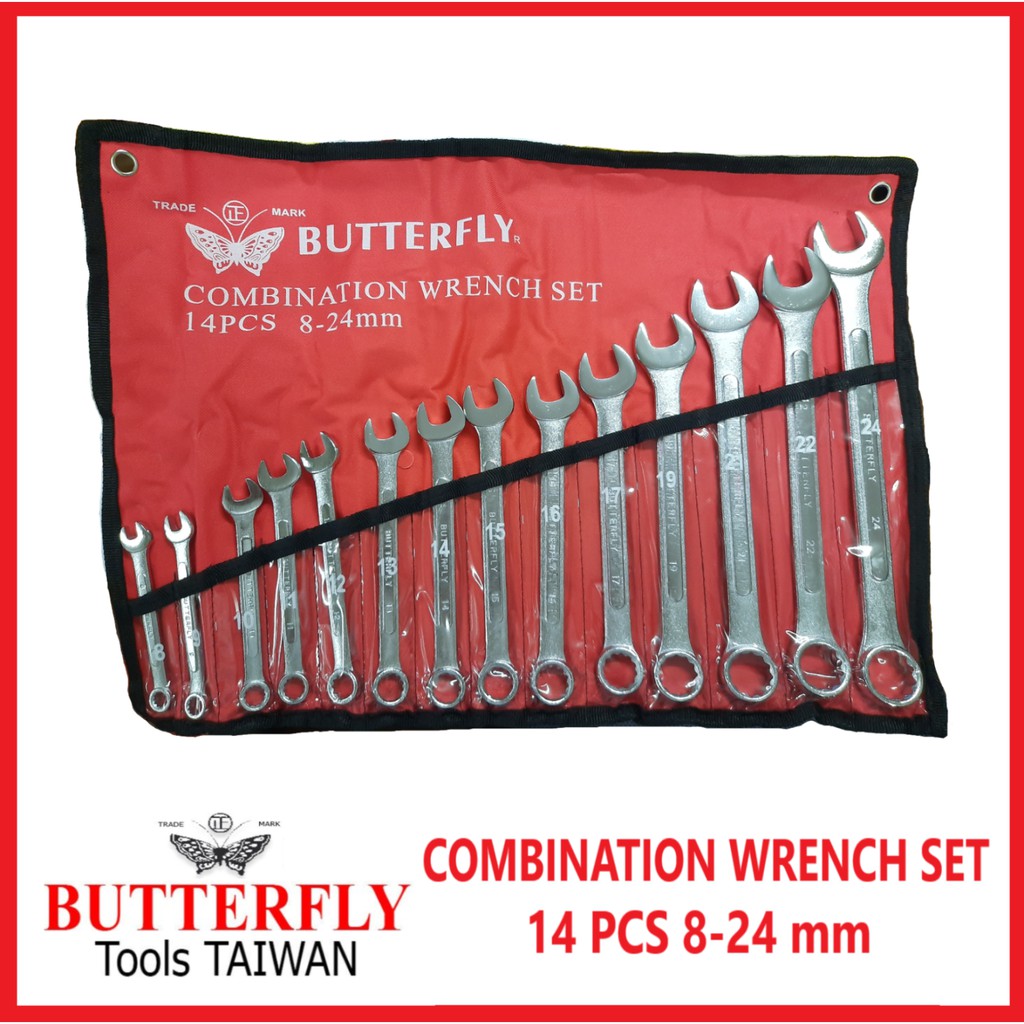 Combination Wrench Set 14 Pcs 8-24 Mm Butterfly Or Yamata | Shopee ...