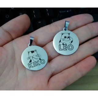 DIY cat tags pet tag id collar accessories round pendant tag stainless steel engraved word logo