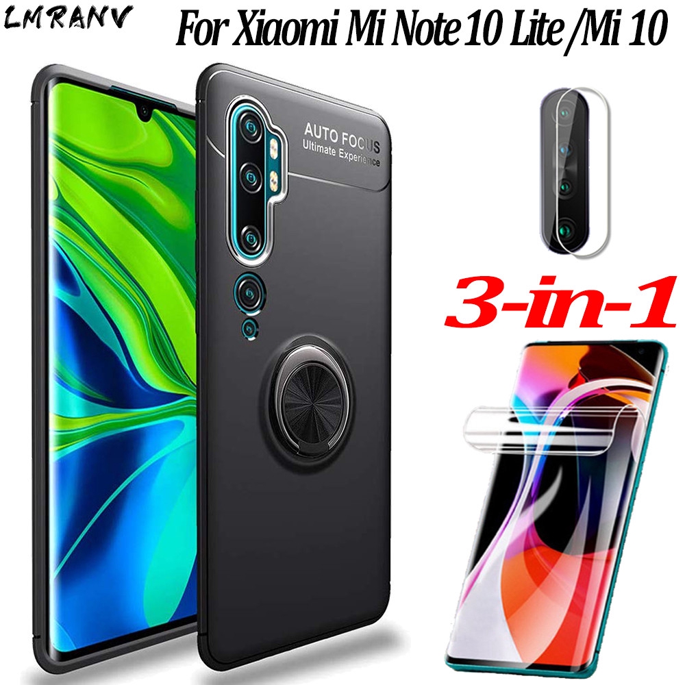 Xiaomi Note 10 Lite 3 In 1 Luxury Phone Case Case Ring Stand Holder Case Hydrogel Film Camera 1614