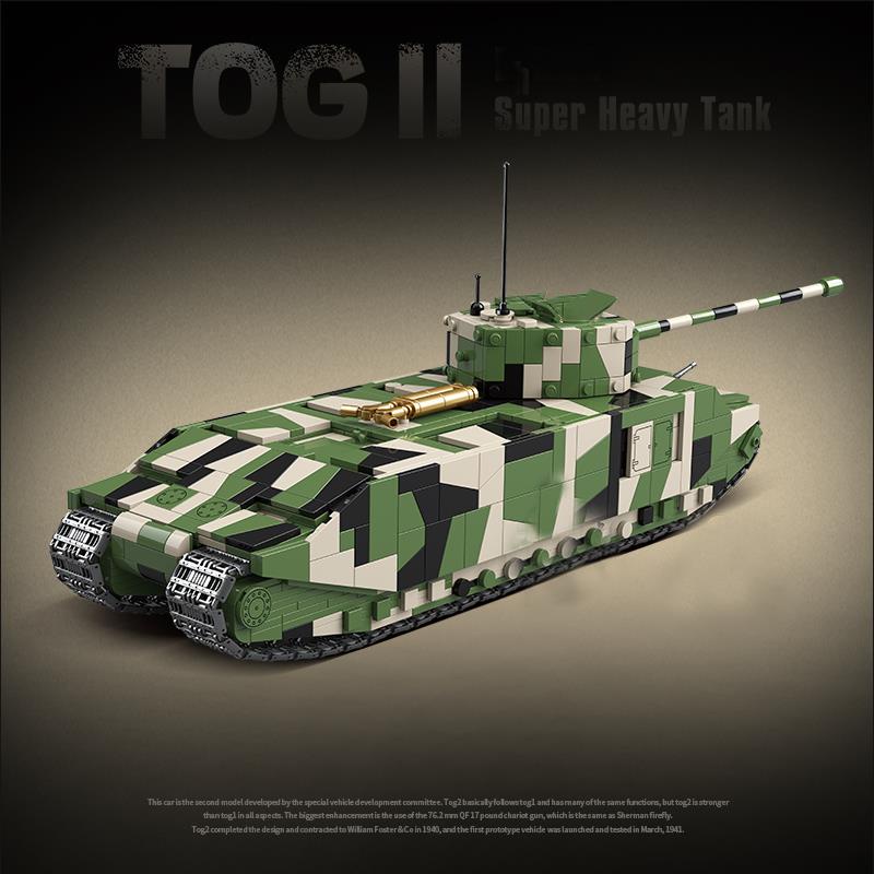 Military TOG II Heavy Tank Building Blocks WW2 Army Weapons T28 Super  Heavey Tanks Technical Brick #3