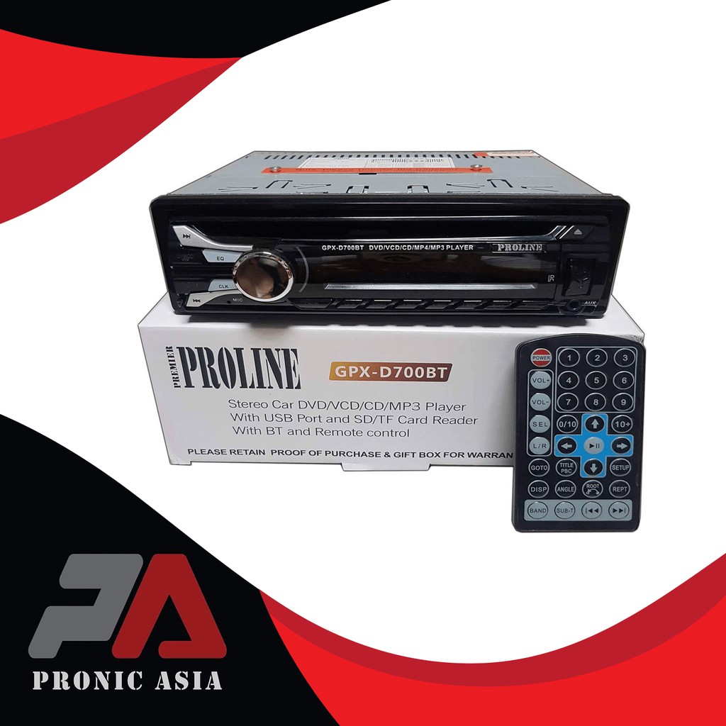 Proline GPXD700BT DVD/ CD/ MP3 Player/ USB/ BT Car Stereo