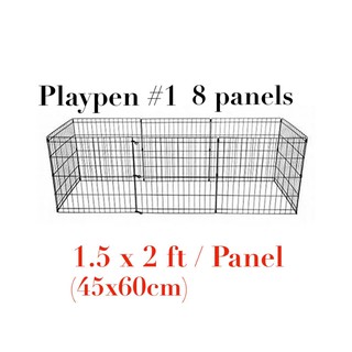 Playpen #1 for Pets , Dog or Cat Cage (8 Panel 1.5x2 ft) Black