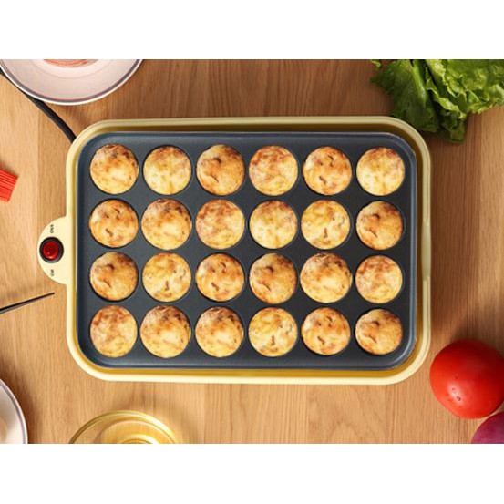 Takoyaki Pan with Tepanyaki Grill 24 Hole 4.5cm Electric Griller 220v