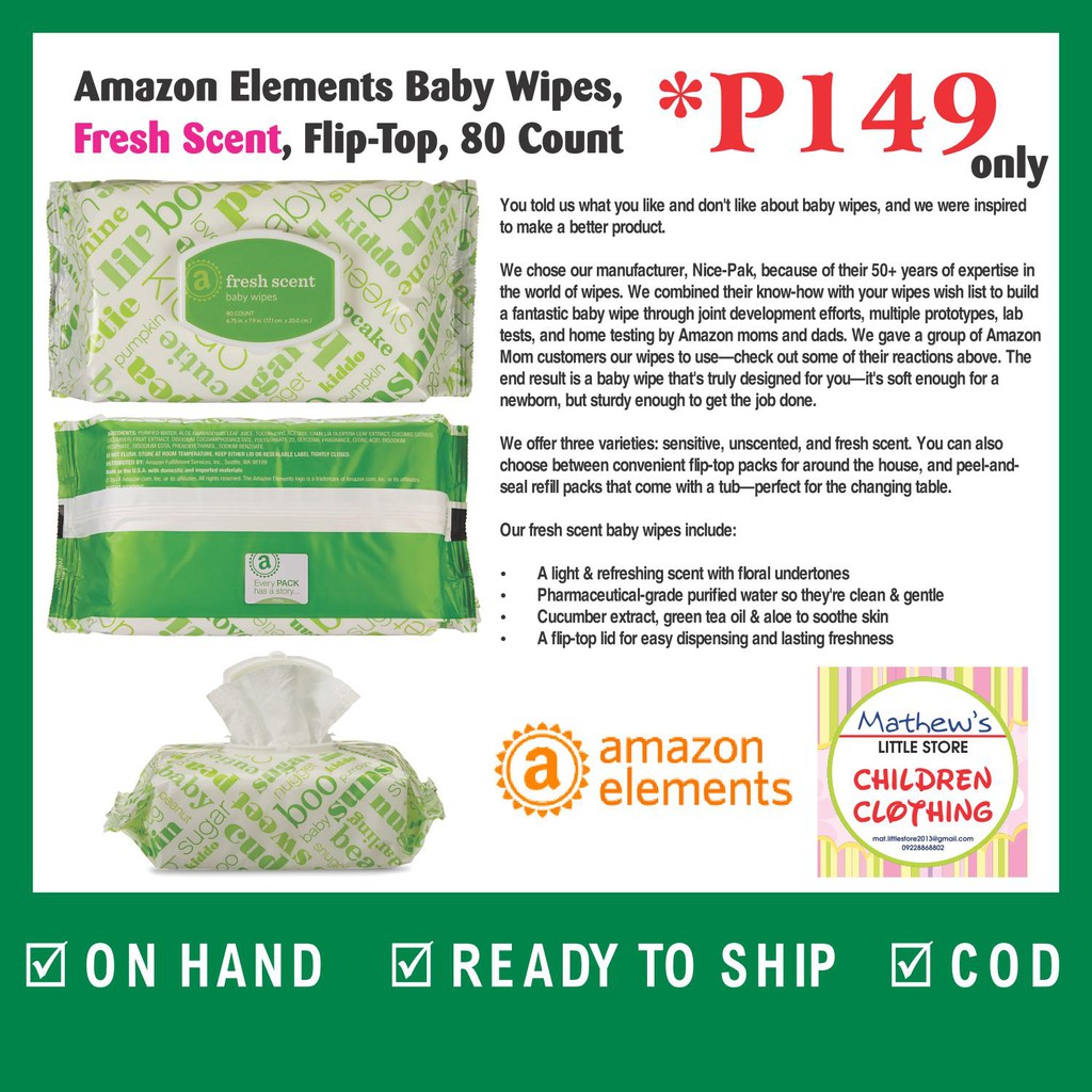 Amazon Elements Baby Wipes Shopee Philippines