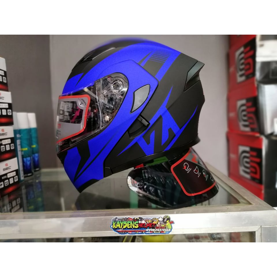 Zebra Modular Dual Visor Helmet MATT BLUE FREE IRIDIUM LENS & TUBEMASK