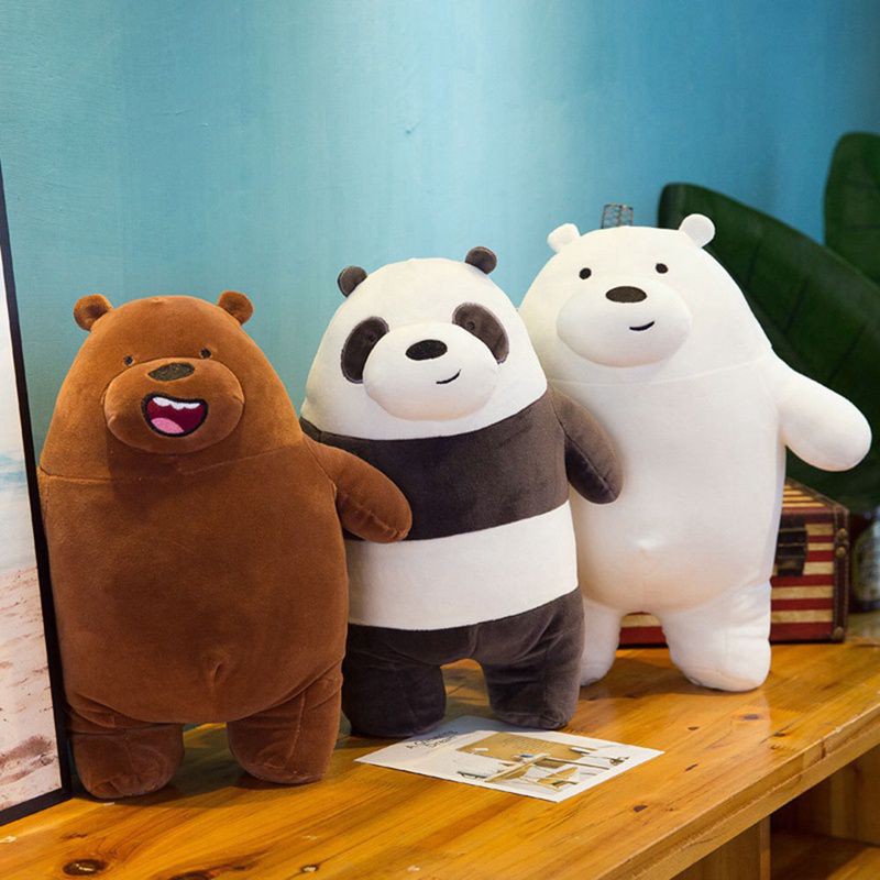  COD 3pcs We  Bare  Bears  Stuffed Toy  Ice Bear  Grizzly Panda  