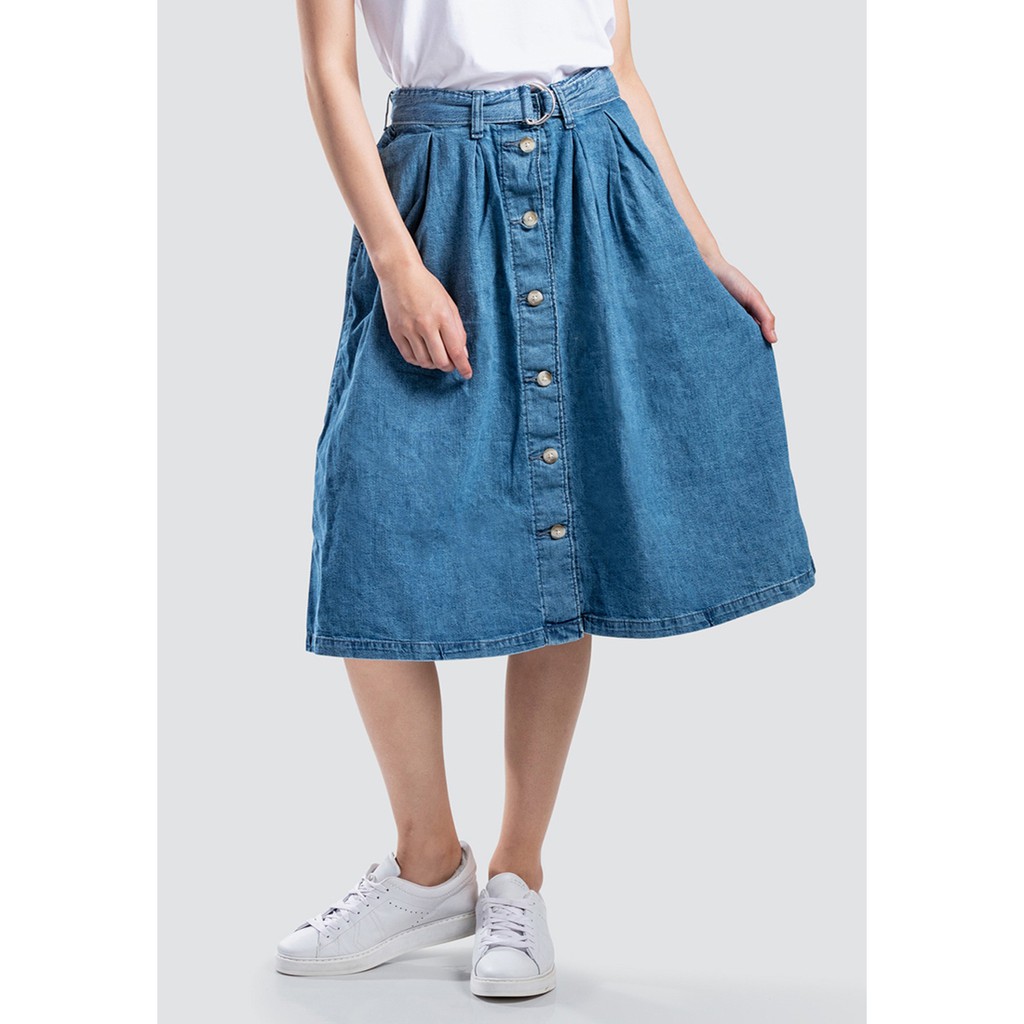 flowy denim skirt