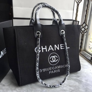 NOT MALL #B966 CHANEL LARGE SHOPPING BAG CANVAS TOTE BAG LUXURY FASHION ...