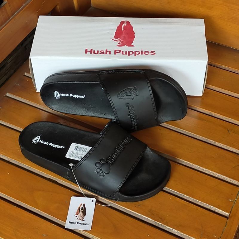 Original Hush Puppies Slippers For Men Women Fullblack Shopee Philippines