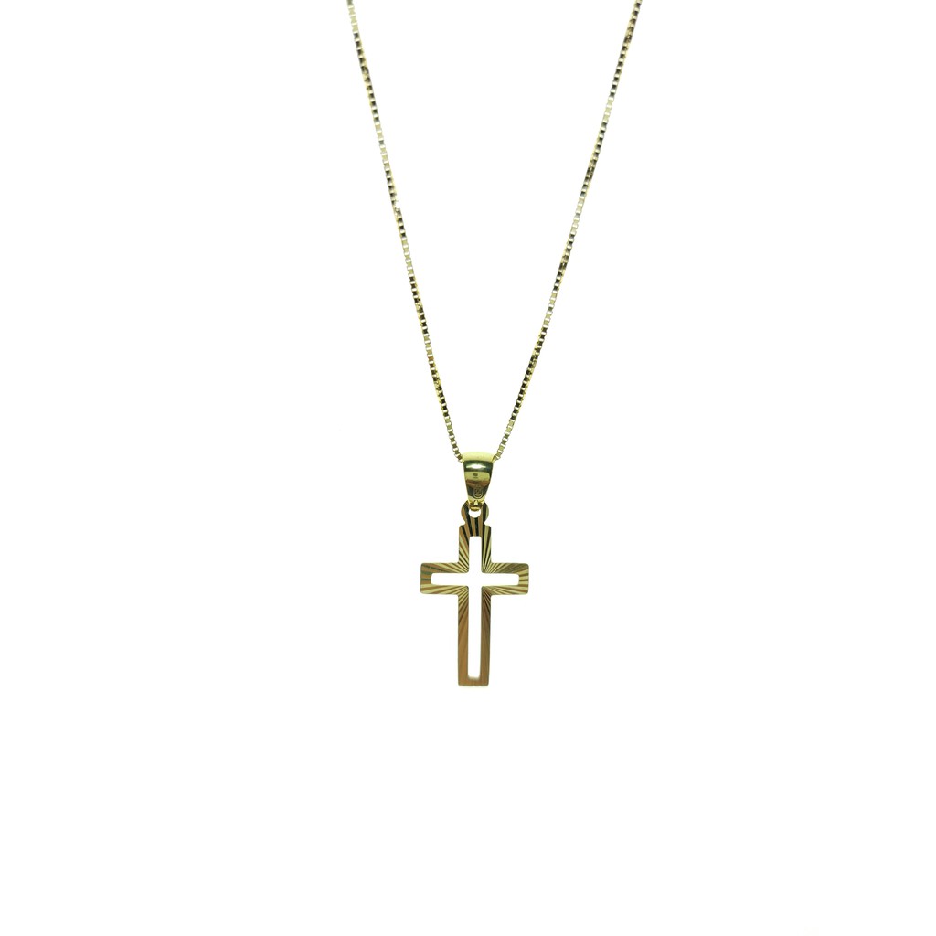18K Saudi Gold 18'' Necklace with Cross Pendant | Shopee Philippines