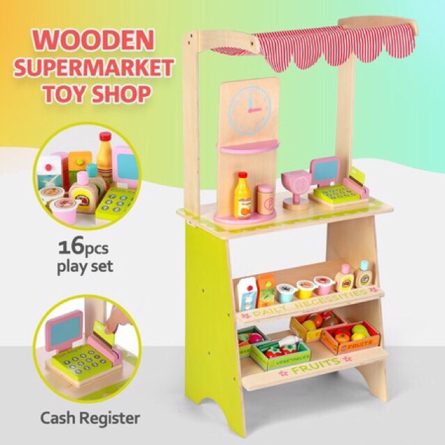 wooden supermarket playset