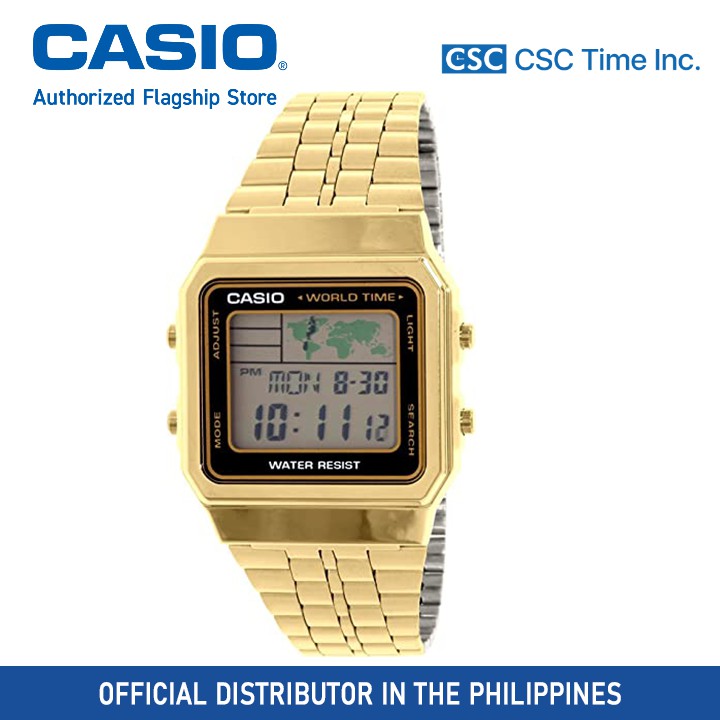 Casio Vintage (A500WGA-1DF) Gold Stainless Steel Strap Digital World ...