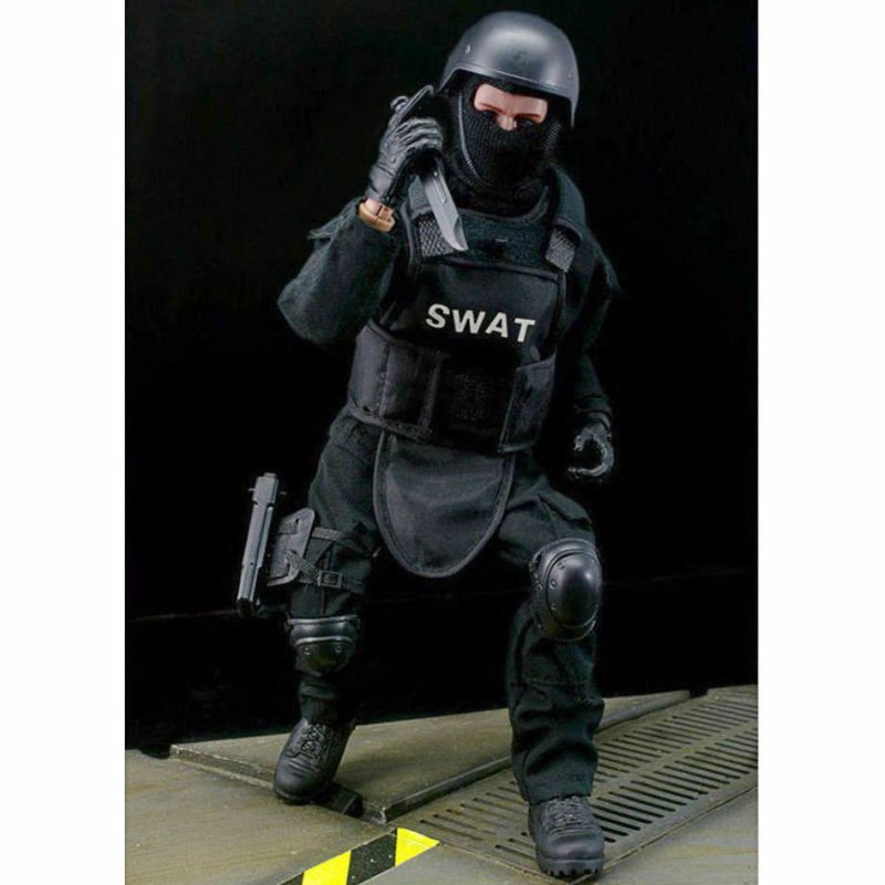 Blk Uniform Vest Weapon Model for 12" Figure Toys 1/6 Soldier Equipment S.W.A.T 