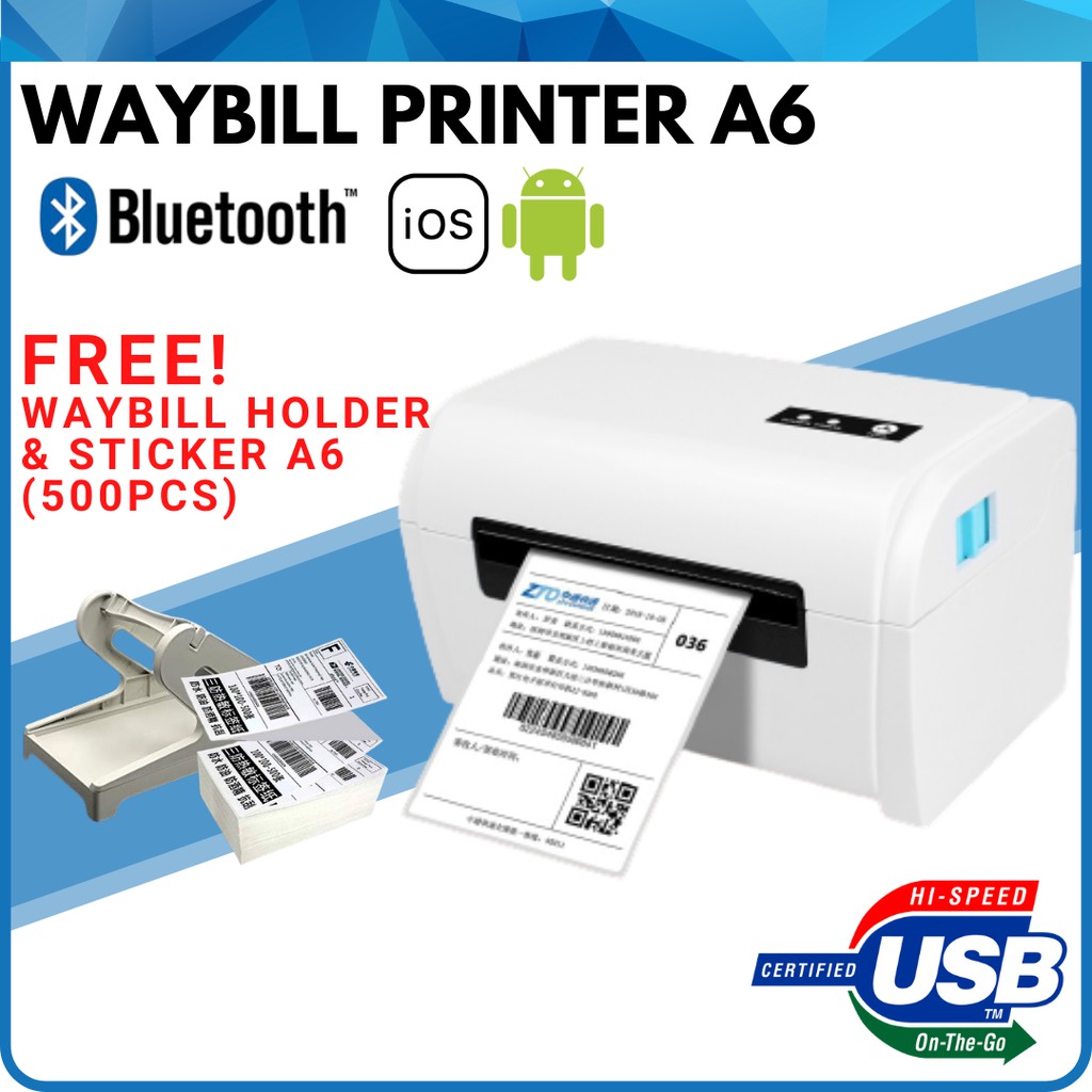 Bluetooth Waybill Printer A6 Size Label Thermal Barcode Printer ZJ9200 FREE WAYBILL HOLDER