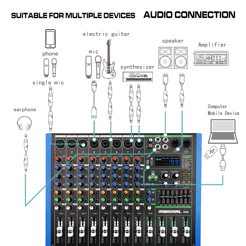 RIWORAL K-80 professional Audio mixer original system with balanced ...