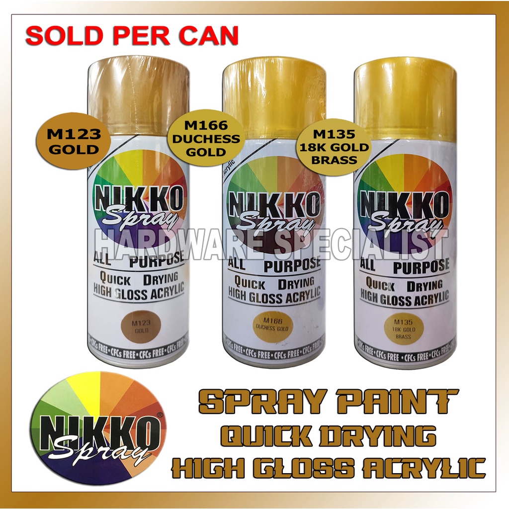 Nikko Spray Paint High Gloss Acrylic Gold Sold Per Can Shopee