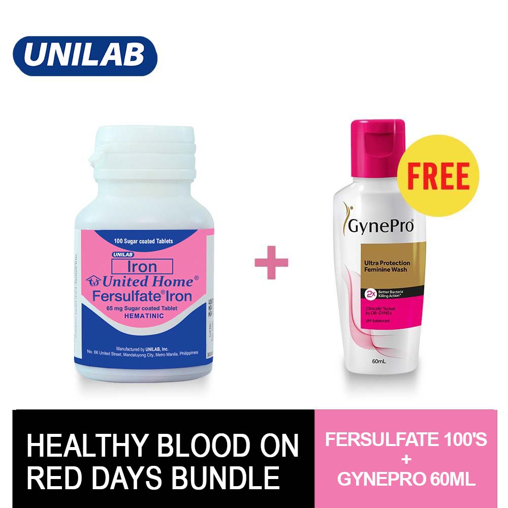 1 United Home Fersulfate Iron Bottle, Get 1 GynePro 60ml Feminine Wash