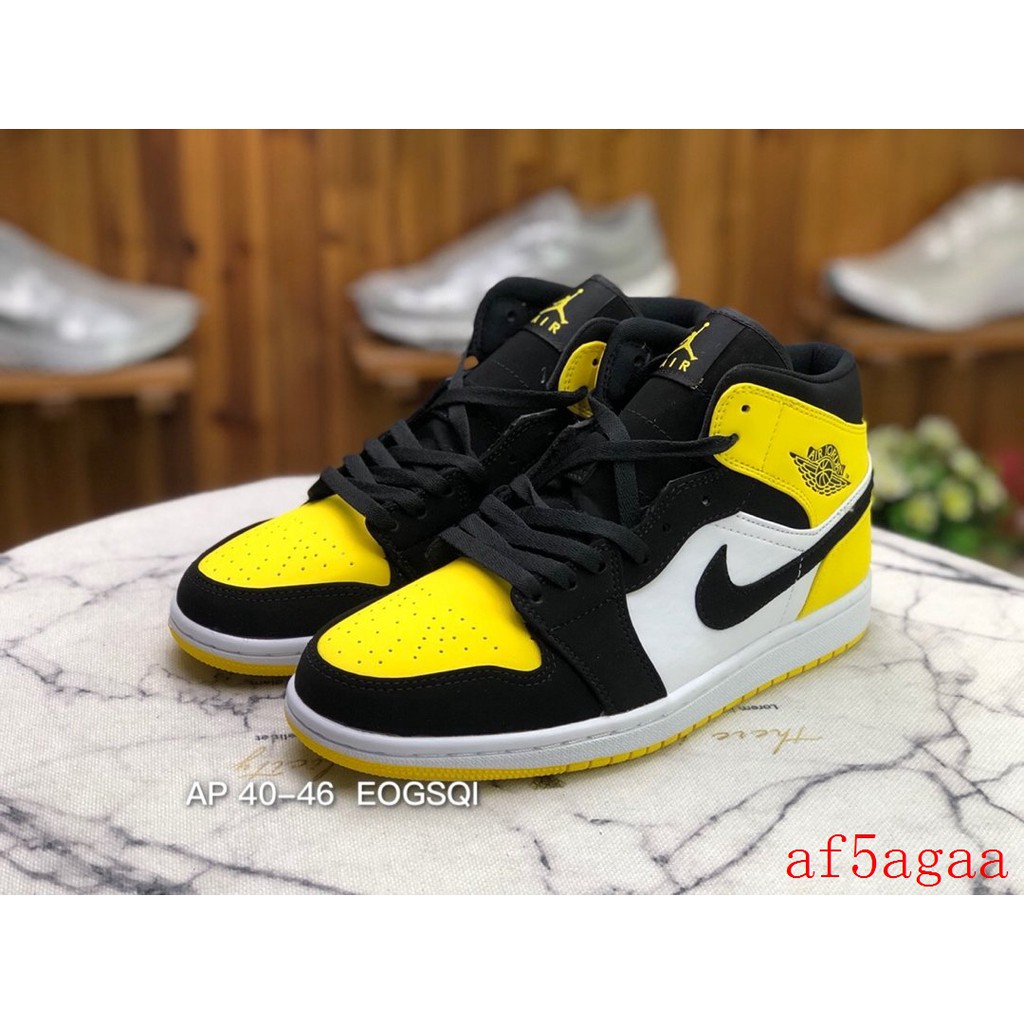 jordan 1 black and yellow mid
