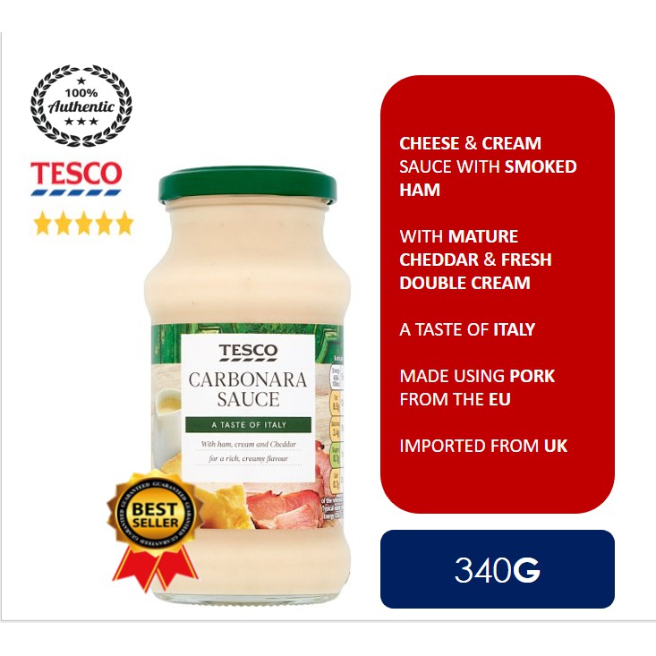 Tesco Carbonara Sauce a taste of Italy 340g | Imported from UK | Shopee  Philippines
