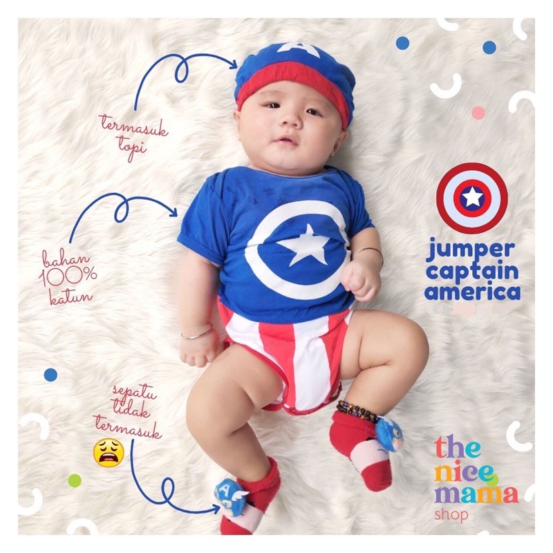 datum leveren Kan worden genegeerd Captain America onesie for newborn, toddler and baby | Shopee Philippines