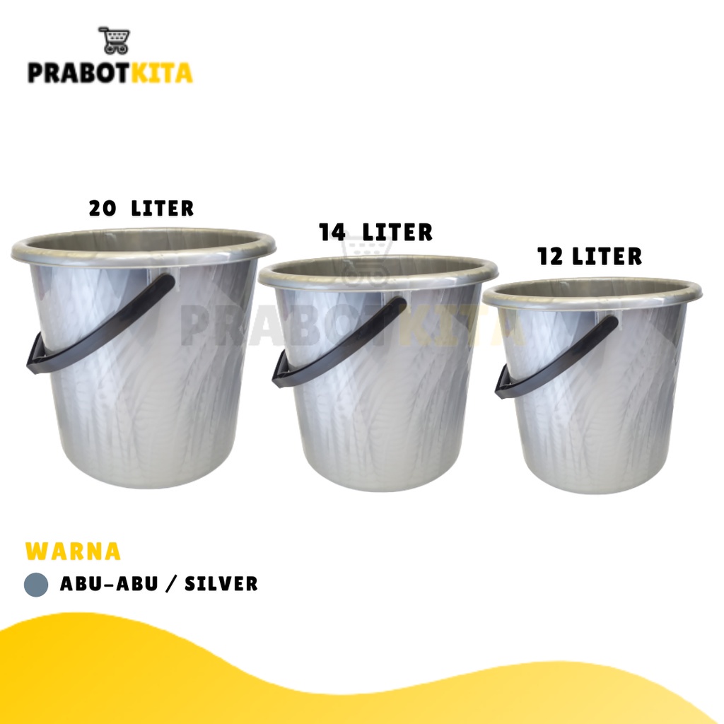 Mkw Silver Plastic Bucket / Thick Bucket 12 14 20 Liters / Wash Bucket