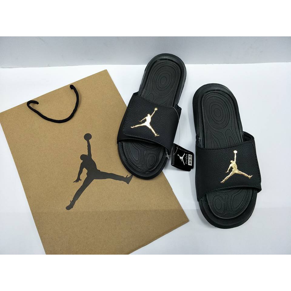 jordan slippers black and gold